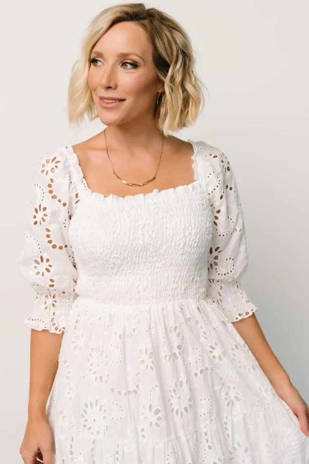Women Ella Eyelet Midi Dress White Baltic Born Midi Dresses Women Ella Eyelet Midi Dress White Baltic Born Midi Dresses