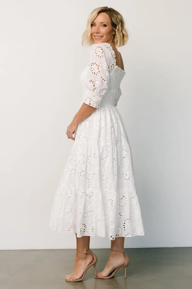 Women Ella Eyelet Midi Dress White Baltic Born Midi Dresses Women Ella Eyelet Midi Dress White Baltic Born Midi Dresses