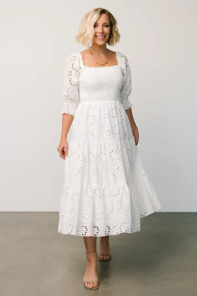 Women Ella Eyelet Midi Dress White Baltic Born Midi Dresses Women Ella Eyelet Midi Dress White Baltic Born Midi Dresses
