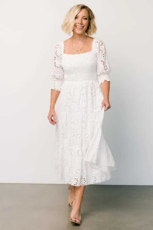 Women Ella Eyelet Midi Dress White Baltic Born Midi Dresses Women Ella Eyelet Midi Dress White Baltic Born Midi Dresses
