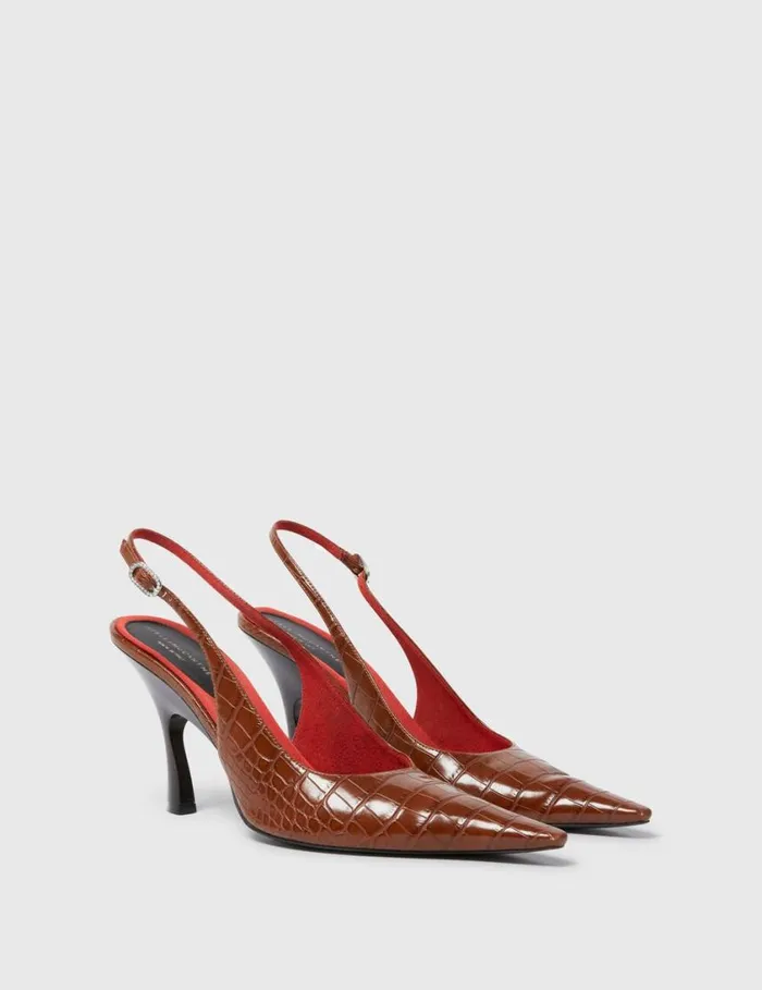 Women Elsa Pointed Toe Slingbacks Brown Stella McCartney Heels Women Elsa Pointed Toe Slingbacks Brown Stella McCartney Heels