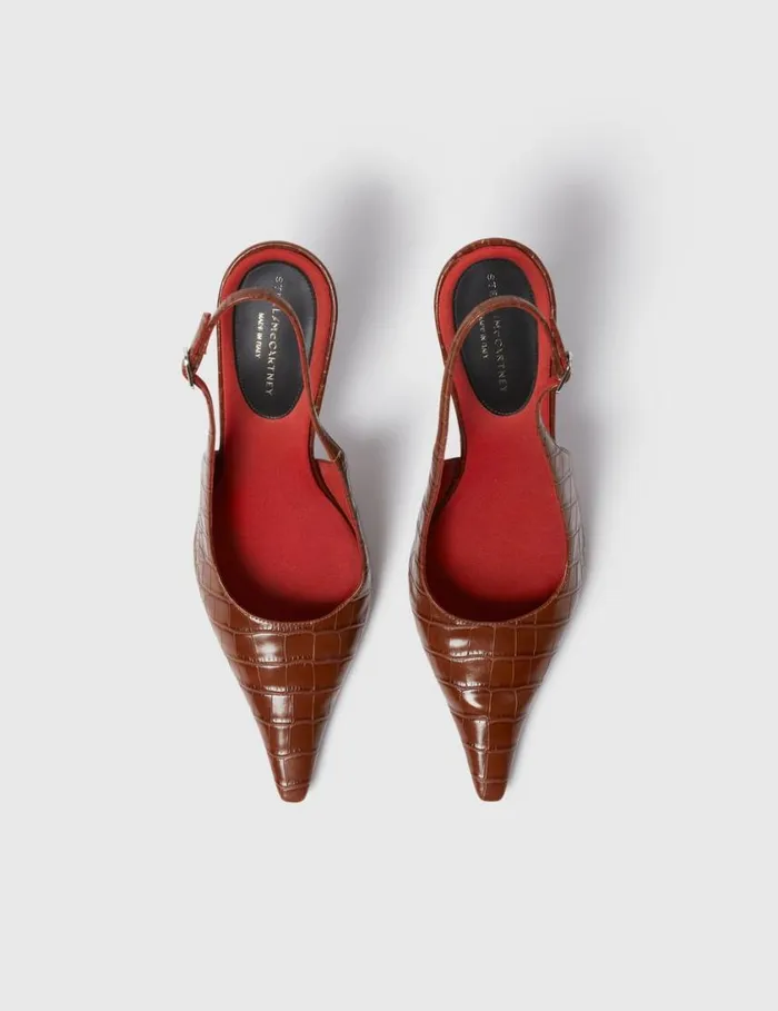 Women Elsa Pointed Toe Slingbacks Brown Stella McCartney Heels Women Elsa Pointed Toe Slingbacks Brown Stella McCartney Heels