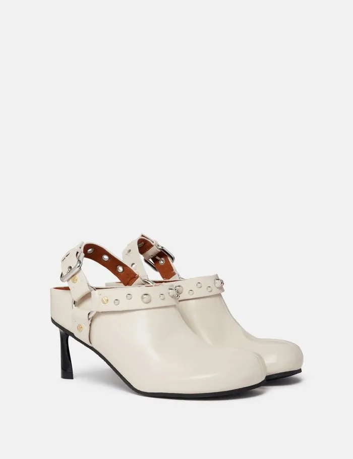 Women Elyse Studded Heeled Clogs Metallic Gold Stella McCartney Heels