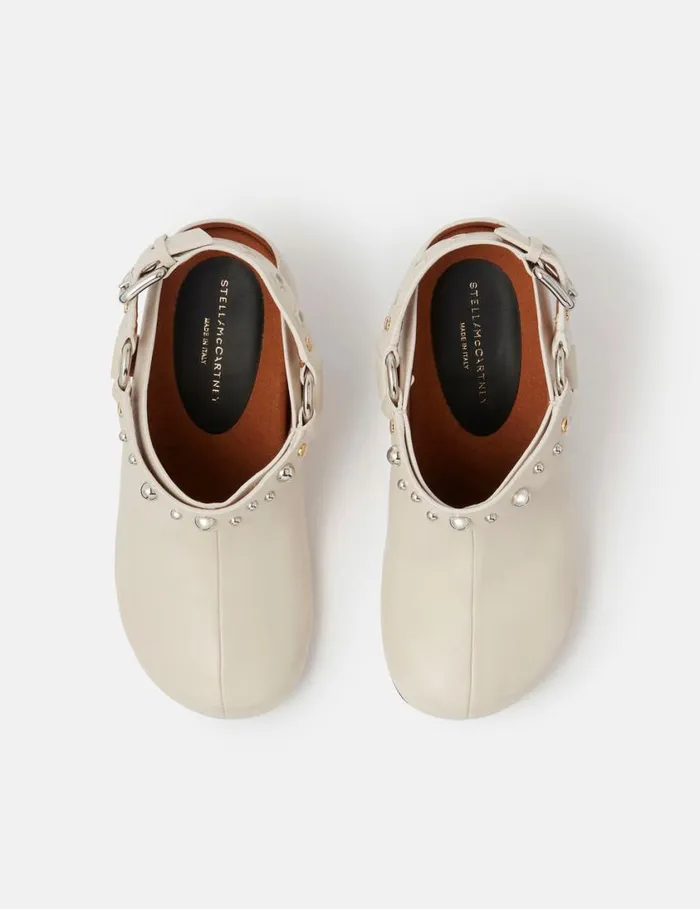 Women Elyse Studded Heeled Clogs Metallic Gold Stella McCartney Heels