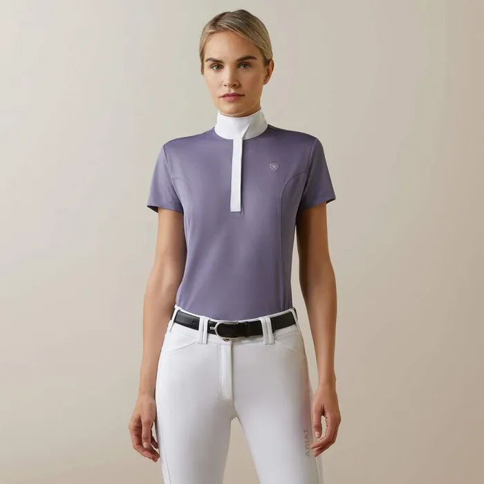 Women English Riding Ariat Aptos Show Shirt Dusky Granite