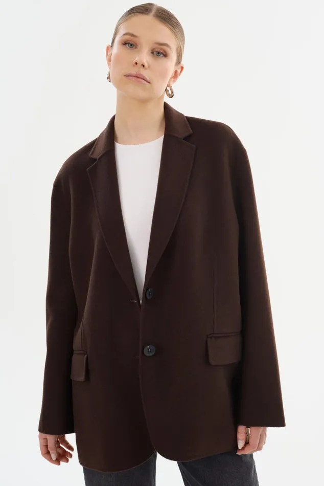 Women ENNIS Oversized Wool Blazer Dark Brown LAMARQUE Blazers