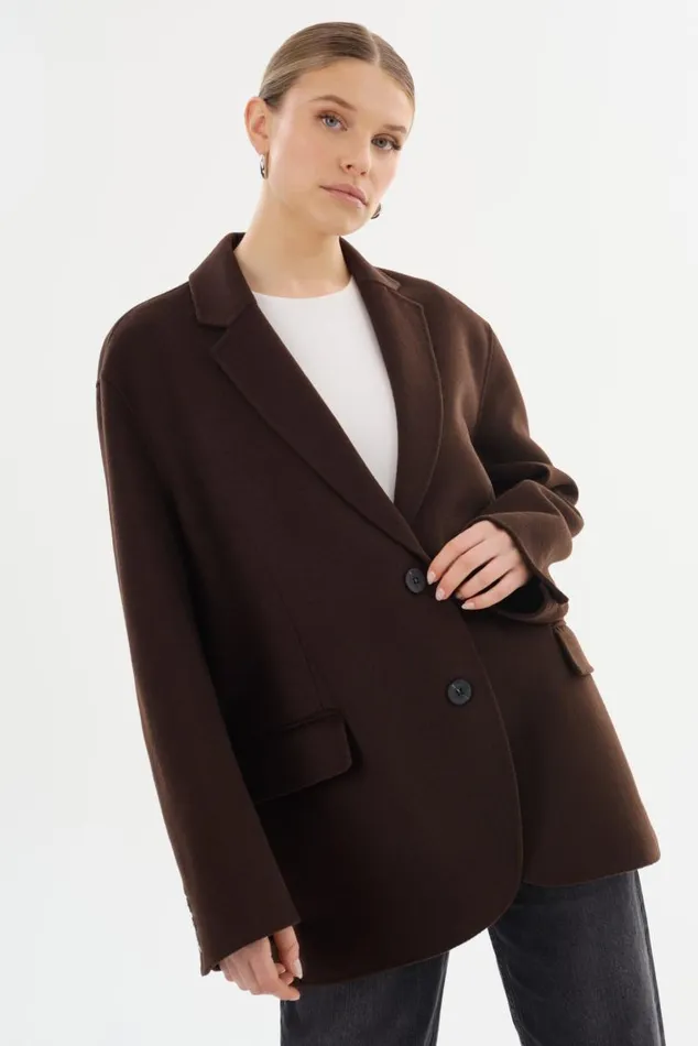Women ENNIS Oversized Wool Blazer Dark Brown LAMARQUE Blazers Women ENNIS Oversized Wool Blazer Dark Brown LAMARQUE Blazers