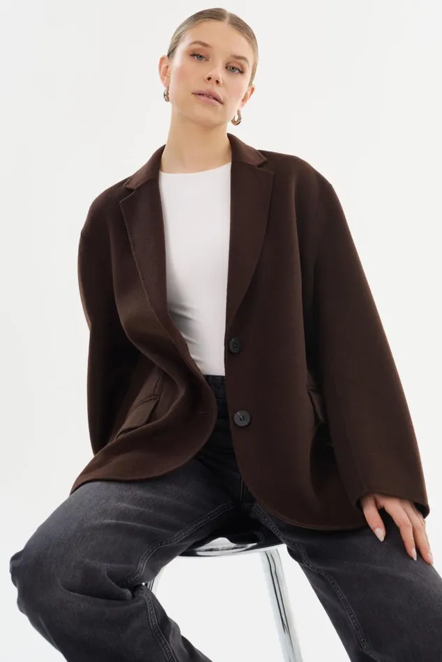 Women ENNIS Oversized Wool Blazer Dark Brown LAMARQUE Blazers Women ENNIS Oversized Wool Blazer Dark Brown LAMARQUE Blazers