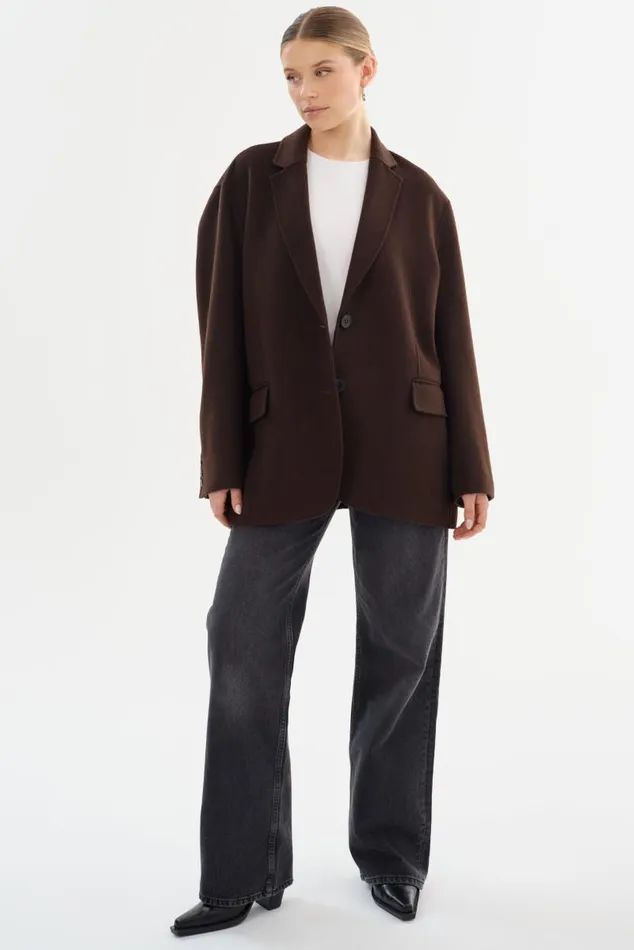 Women ENNIS Oversized Wool Blazer Dark Brown LAMARQUE Blazers Women ENNIS Oversized Wool Blazer Dark Brown LAMARQUE Blazers