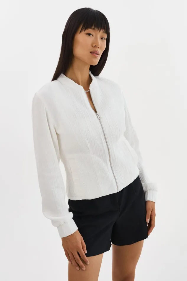 Women ENRICA Cotton Bomber Jacket Off White LAMARQUE Bombers