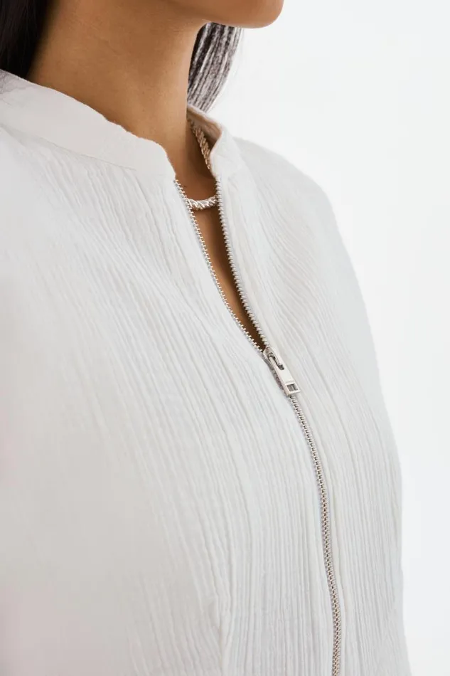 Women ENRICA Cotton Bomber Jacket Off White LAMARQUE Bombers