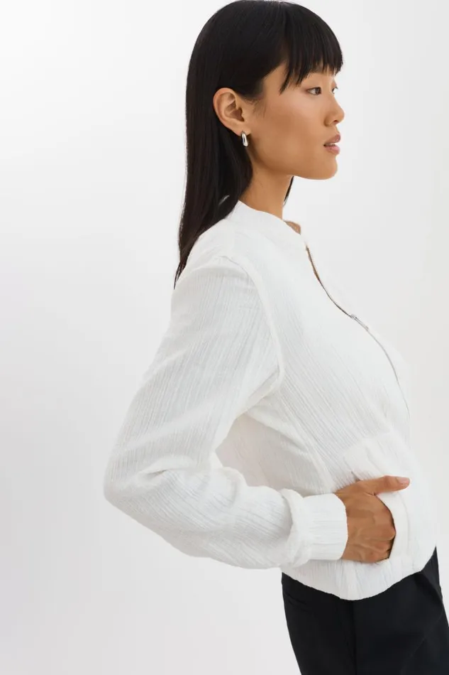 Women ENRICA Cotton Bomber Jacket Off White LAMARQUE Bombers