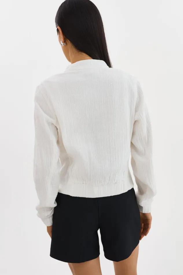 Women ENRICA Cotton Bomber Jacket Off White LAMARQUE Bombers