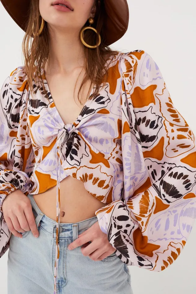 Women Esmeralda Crop Top Orange For Love and Lemons Tops
