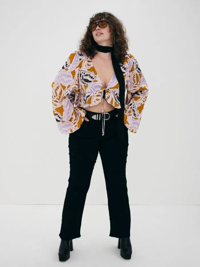 Women Esmeralda Crop Top Orange For Love and Lemons Tops
