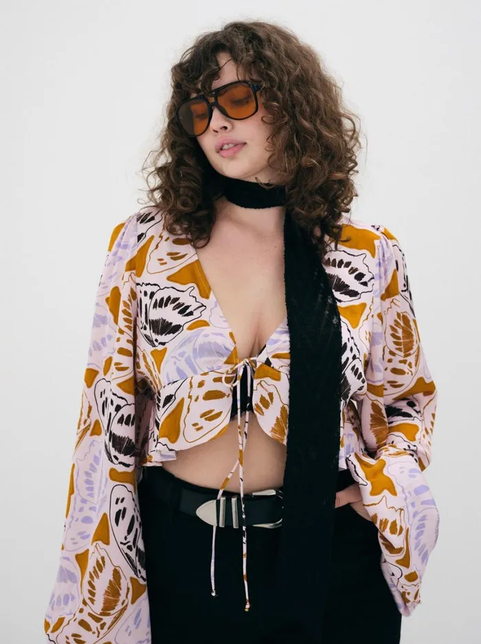 Women Esmeralda Crop Top Orange For Love and Lemons Tops