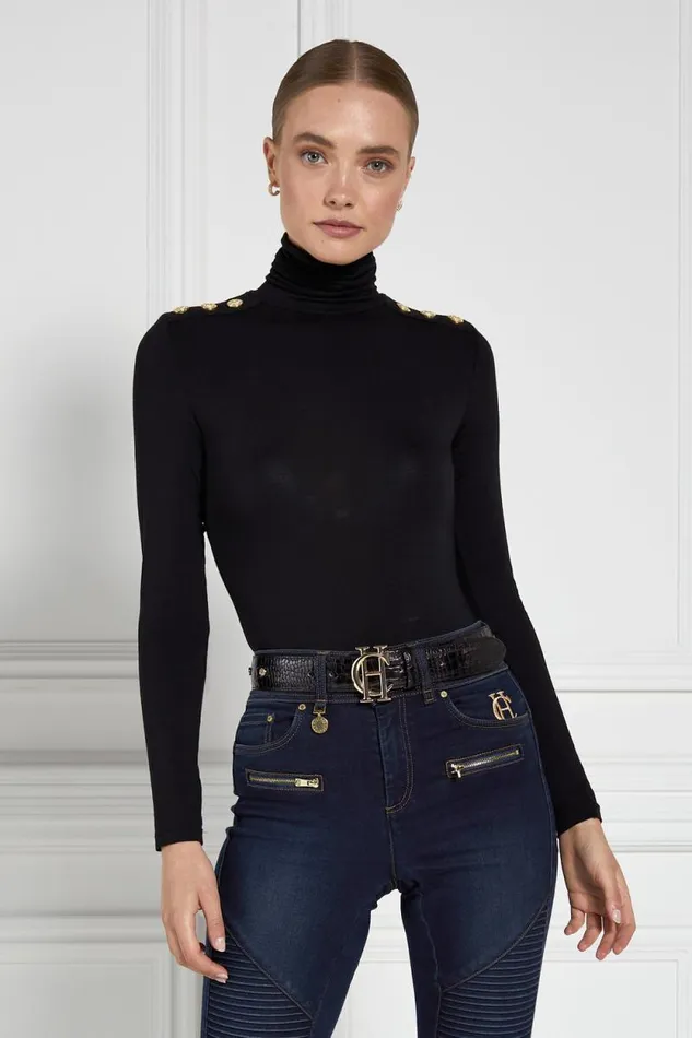 Women Essential Roll Neck Black Holland Cooper Tops