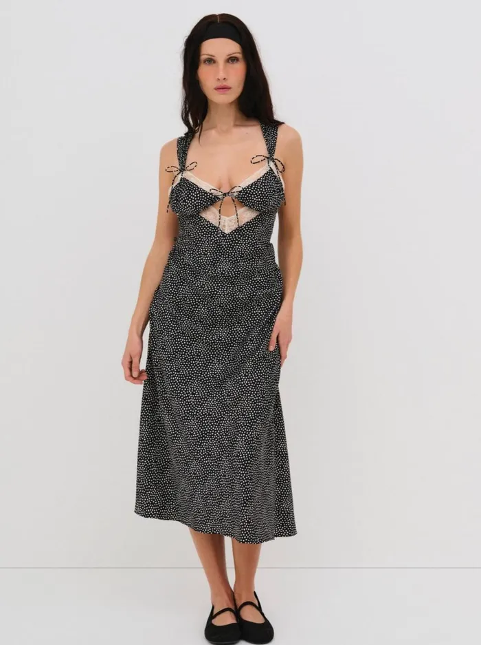 Women Evangeline Midi Slip Dress Black For Love and Lemons Lingerie
