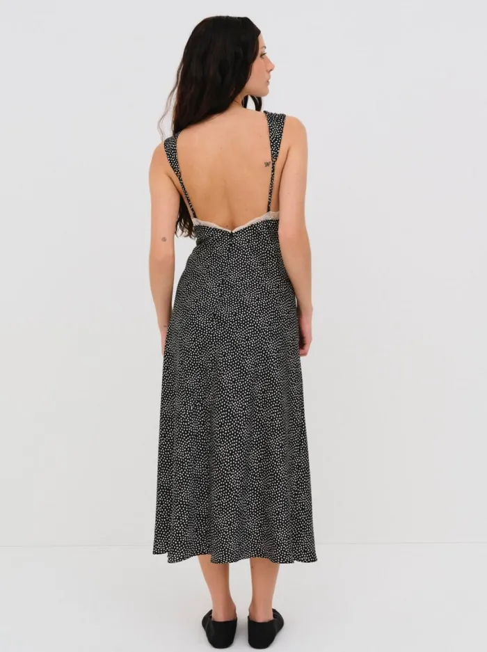 Women Evangeline Midi Slip Dress Black For Love and Lemons Lingerie Women Evangeline Midi Slip Dress Black For Love and Lemons Lingerie