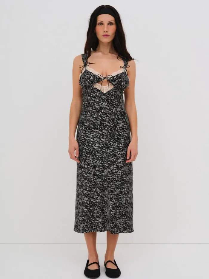 Women Evangeline Midi Slip Dress Black For Love and Lemons Lingerie Women Evangeline Midi Slip Dress Black For Love and Lemons Lingerie
