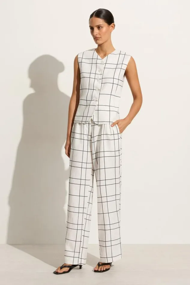 Women Faithfull The Brand Tops Genio Vest Letizia Check White