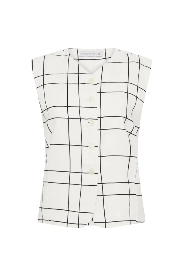 Women Faithfull The Brand Tops Genio Vest Letizia Check White