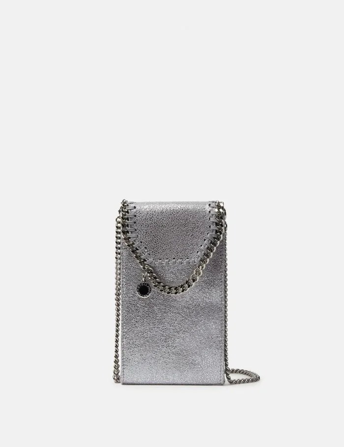Women Falabella Crossbody Phone Pouch Silver Stella McCartney Iconic Falabella