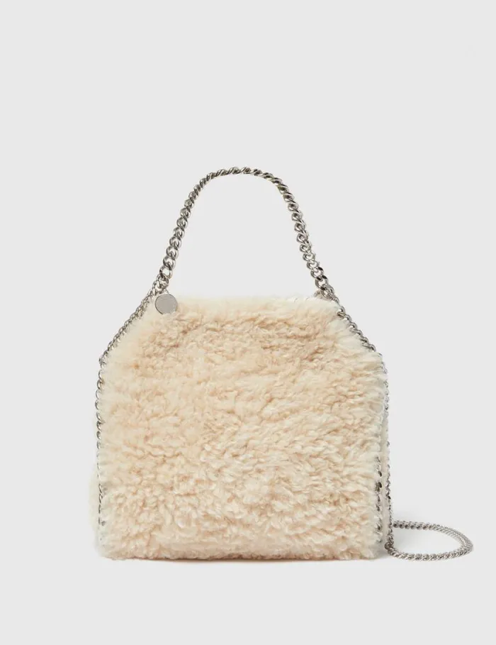 Women Falabella Mini Teddy Tote Bag Oat Stella McCartney TopHandle Bags