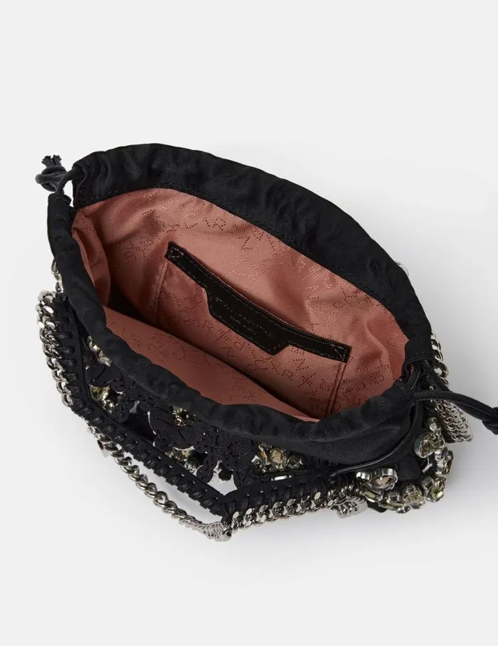 Women Falabella Tiny Crystal Cage Tote Bag Pitch Black Stella McCartney Mini Bags And Clutches Women Falabella Tiny Crystal Cage Tote Bag Pitch Black Stella McCartney Mini Bags And Clutches