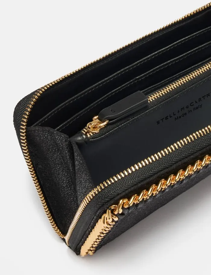 Women Falabella Zip Continental Wallet Black Stella McCartney Iconic Falabella
