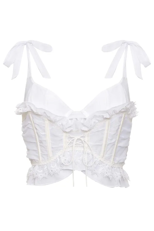 Women Farmhouse Floral Bustier White For Love and Lemons Lingerie Women Farmhouse Floral Bustier White For Love and Lemons Lingerie
