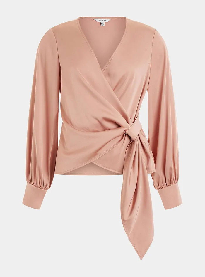 Women Fashion Tops GUESS Eco Satin Rose Lovisa Wrap Top Women Fashion Tops GUESS Eco Satin Rose Lovisa Wrap Top