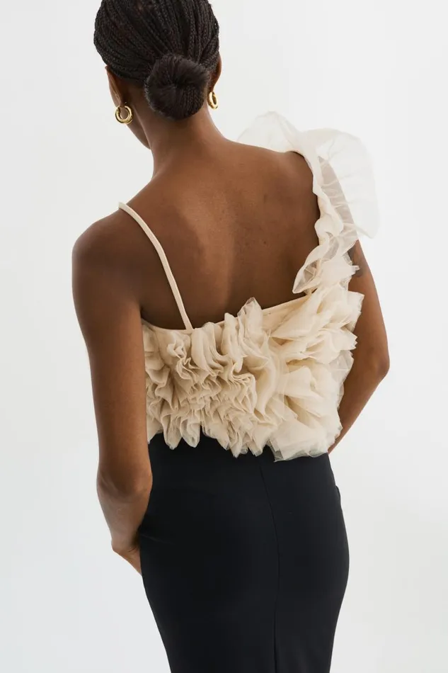 Women FELETA Ruffle Tulle Top Light Beige LAMARQUE Tops