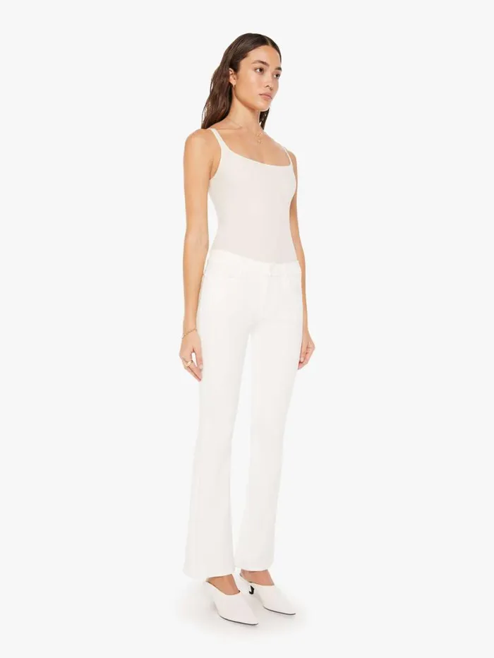 Women Flare Mother Denim The Down Low Weekender Skimp White
