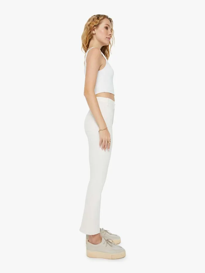 Women Flare Mother Denim The Hustler Patch Pocket Flood White natural