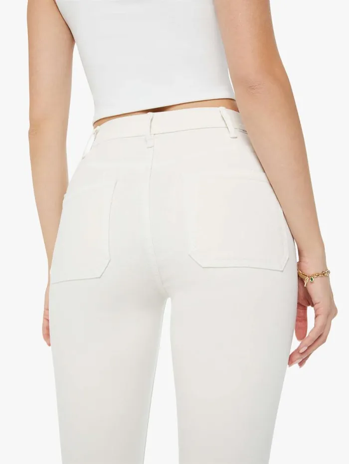 Women Flare Mother Denim The Hustler Patch Pocket Flood White natural