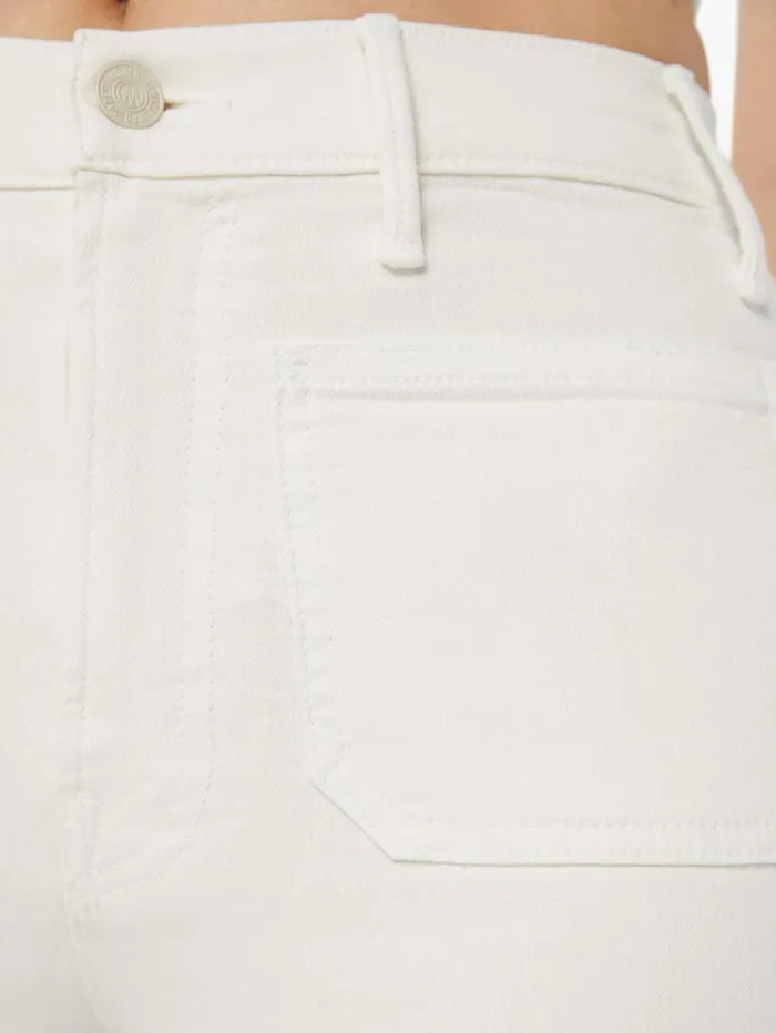 Women Flare Mother Denim The Hustler Patch Pocket Flood White natural