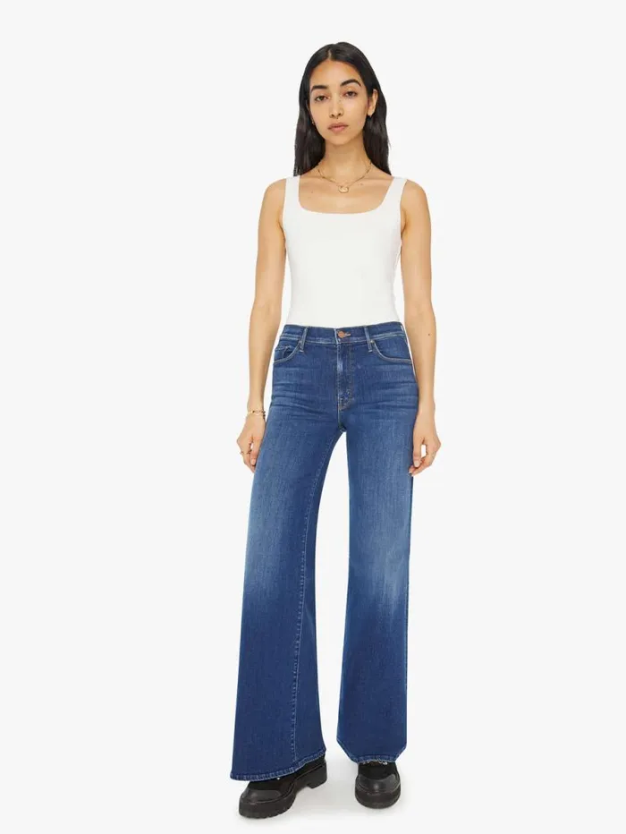 Women Flare Mother Denim The Twister Sneak Blue navy