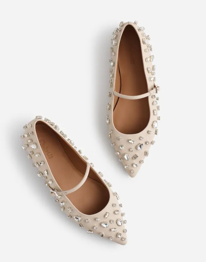 Women Flats and Loafers Madewell The Elsie Mary Jane Flat Ecru