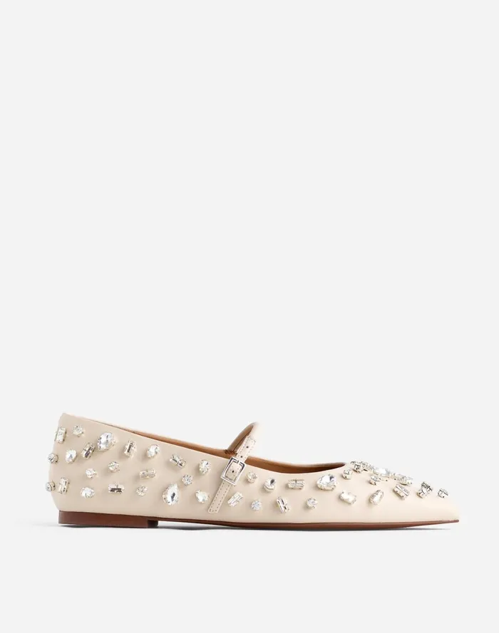 Women Flats and Loafers Madewell The Elsie Mary Jane Flat Ecru