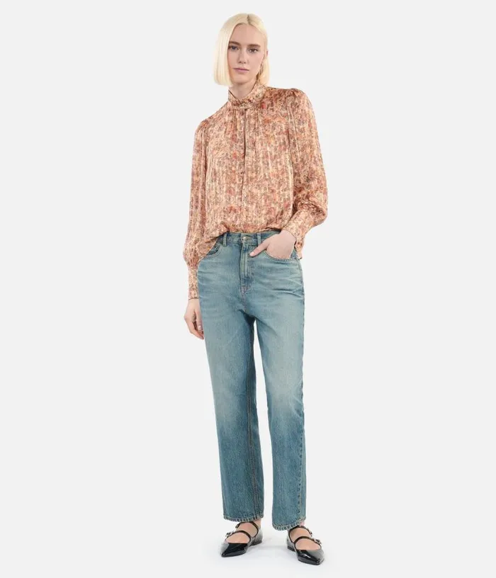 Women Flower Print Silk Top THE KOOPLES Blouses and Shirts