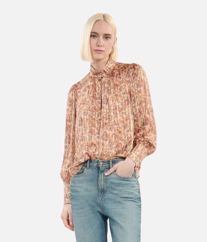 Women Flower Print Silk Top THE KOOPLES Blouses and Shirts