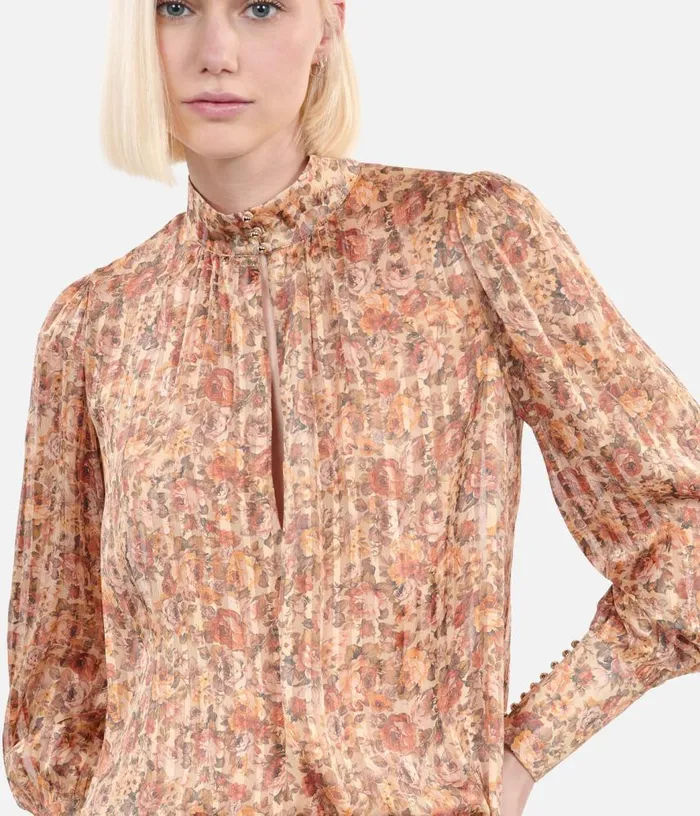 Women Flower Print Silk Top THE KOOPLES Blouses and Shirts