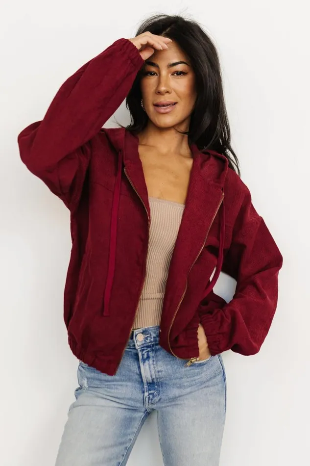 Women Frankie Zip Jacket Burgundy Baltic Born Outerwear