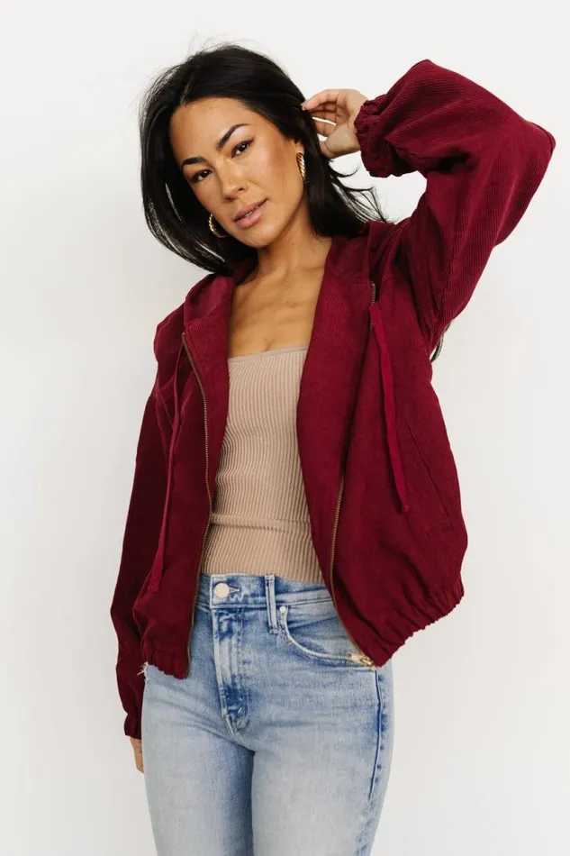 Women Frankie Zip Jacket Burgundy Baltic Born Outerwear Women Frankie Zip Jacket Burgundy Baltic Born Outerwear