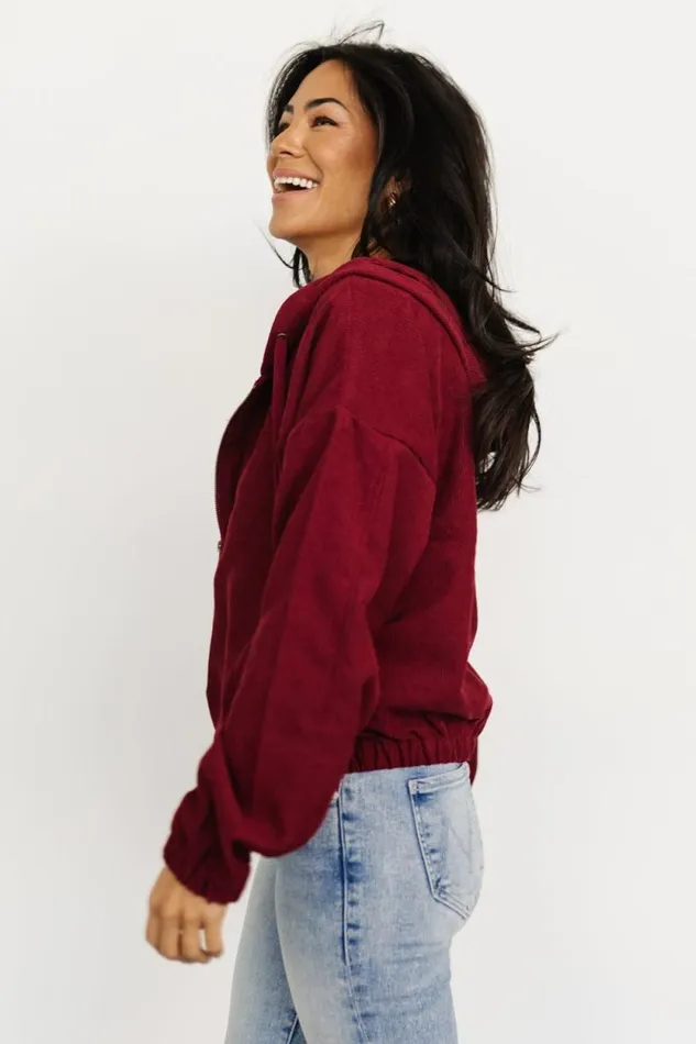 Women Frankie Zip Jacket Burgundy Baltic Born Outerwear Women Frankie Zip Jacket Burgundy Baltic Born Outerwear