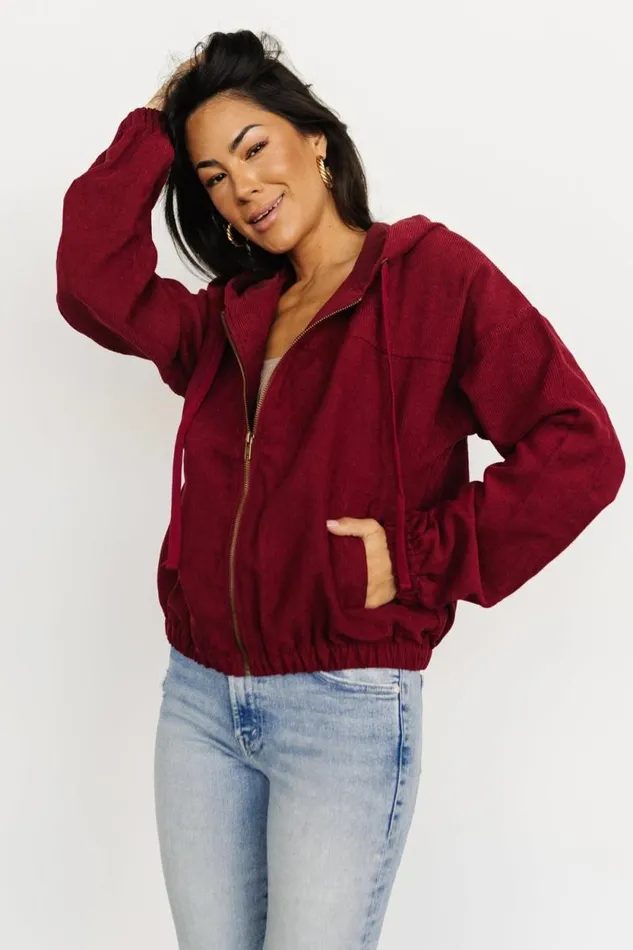 Women Frankie Zip Jacket Burgundy Baltic Born Outerwear Women Frankie Zip Jacket Burgundy Baltic Born Outerwear