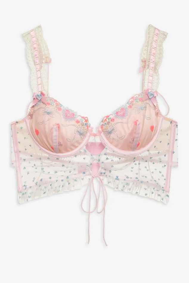 Women Gabriella Embroidered Bustier Blue For Love and Lemons Lingerie Women Gabriella Embroidered Bustier Blue For Love and Lemons Lingerie