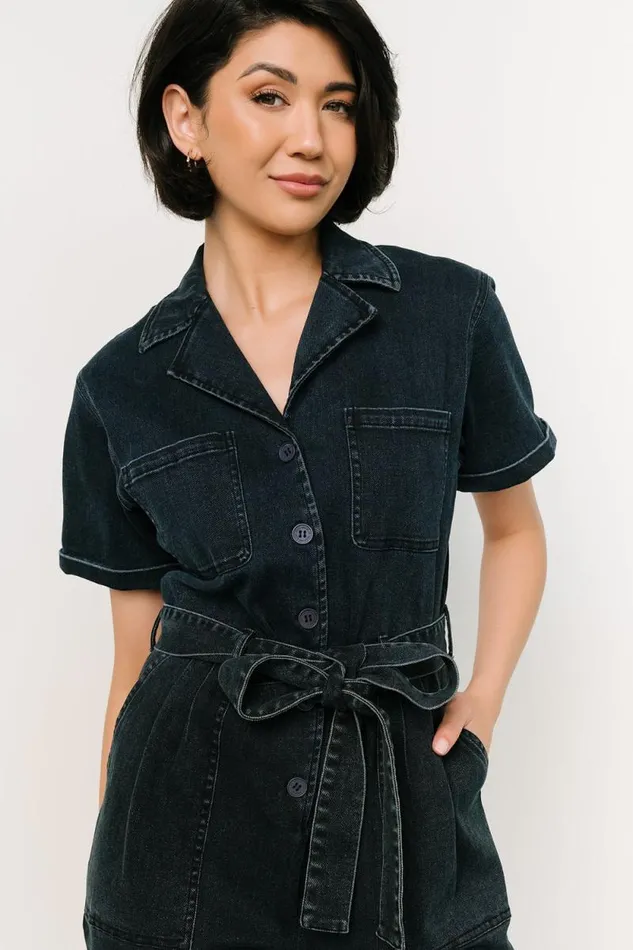 Women Geneva Button Jumpsuit Washed Black Baltic Born Jumpsuits and Rompers Women Geneva Button Jumpsuit Washed Black Baltic Born Jumpsuits and Rompers