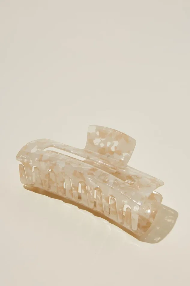 Women Hair Accessories Cotton On Extra Large Amber Hair Claw White Marble